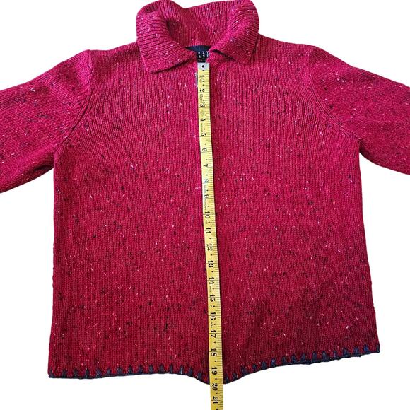 Vtg Liz Claiborne Crazy Horse Collection 90s Red Knit zip up cardigan sweater - Picture 11 of 11